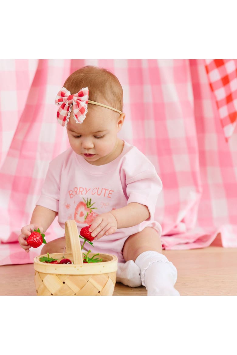 Red Gingham Bow Baby Headband, Alternate, color, Red