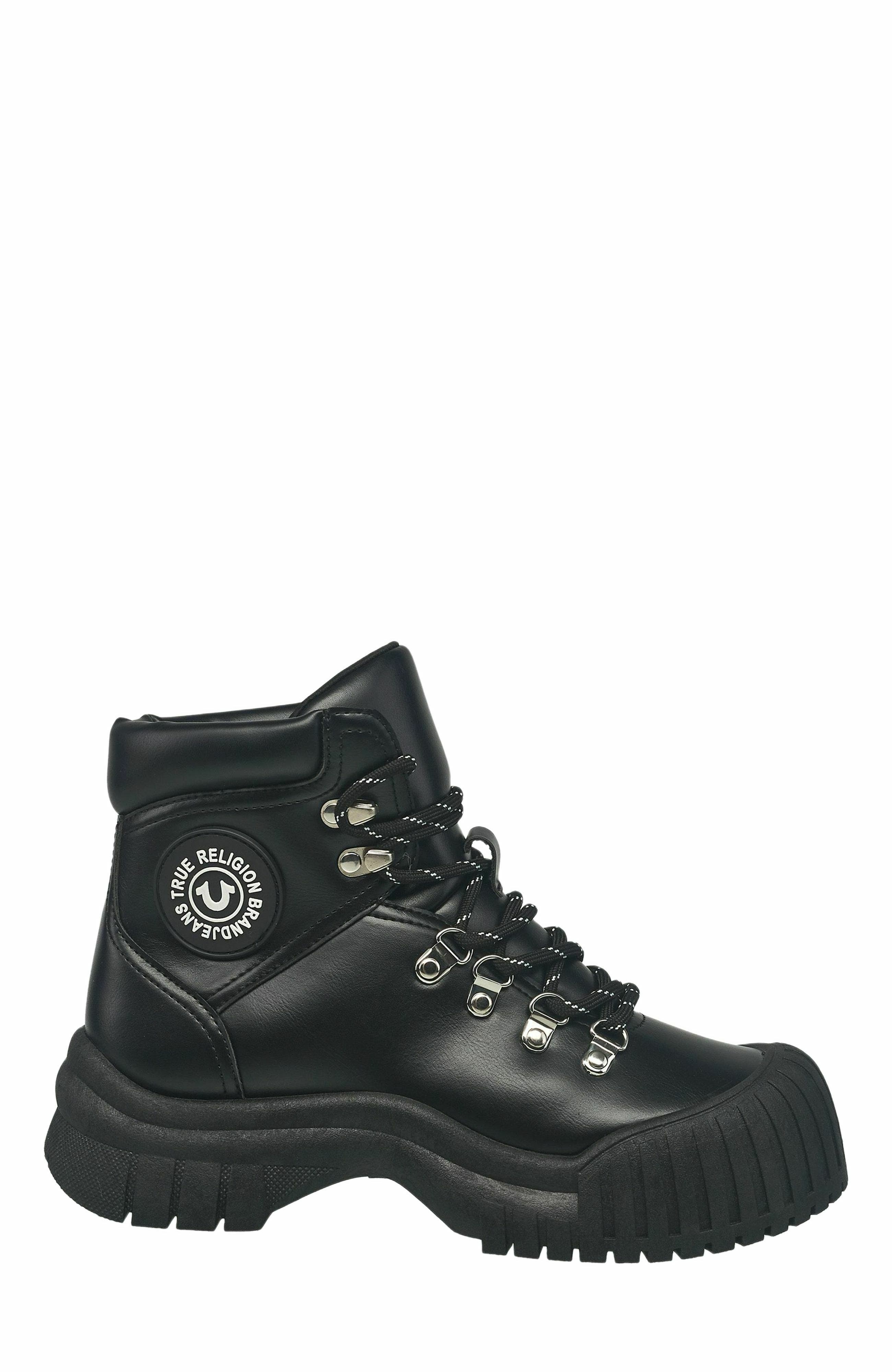 True Religion Chris Lace Up Boot, Alternate, color, Black