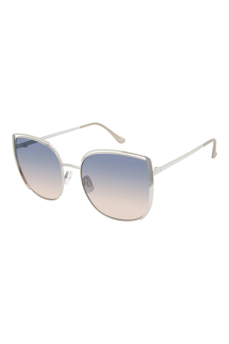 57mm Square Sunglasses, Main, color, SILVER GREY