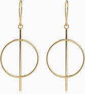 Oradina 14K Yellow Gold Gallery Drop Earrings