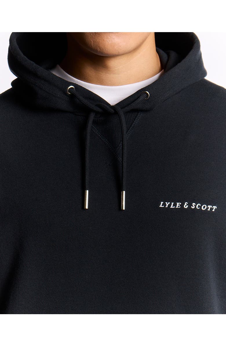 Lyle & Scott Script Brushback Pullover Hoodie, Alternate, color, Dark Navy
