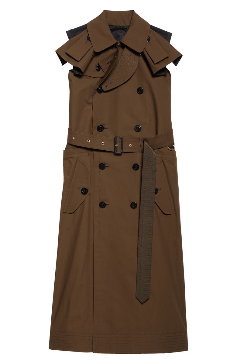 Sacai Double Breasted Midi Trench Dress, Alternate, color, 
