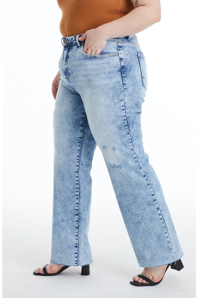 High Waist Raw Hem Wide Leg Jeans, Alternate, color, SNOW DREAMS