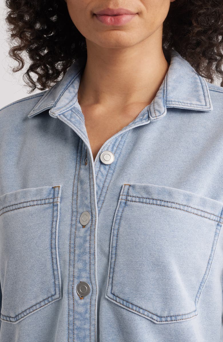 beachlunchlounge Pacey Knit Button-Up Shirt, Alternate, color, Denim Blue Wash