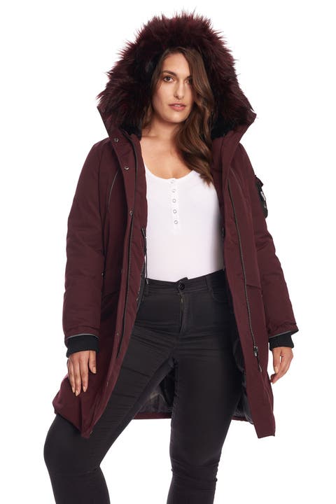 Laurentian Plus Size - Vegan Down Long Winter Parka with Faux Fur Hood