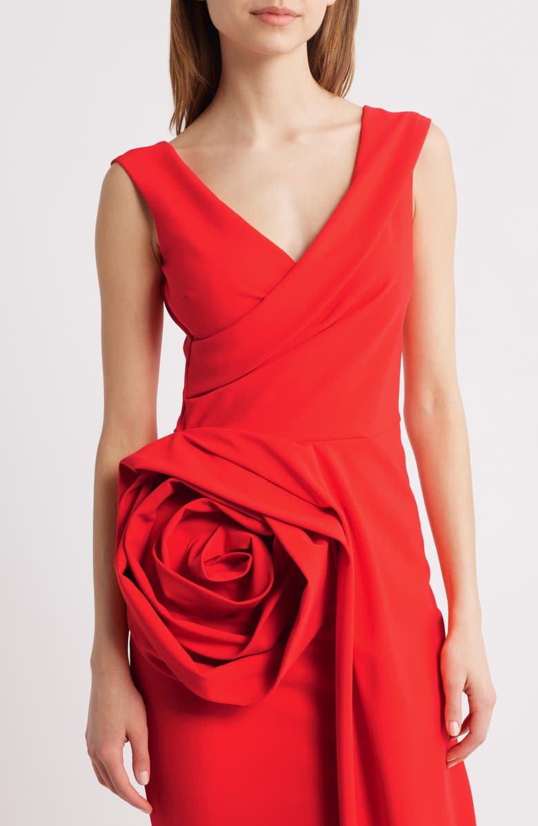 Chiara Boni La Petite Robe Tekkan Sleeveless Rosette Mermaid Gown, Alternate, color, Geranium