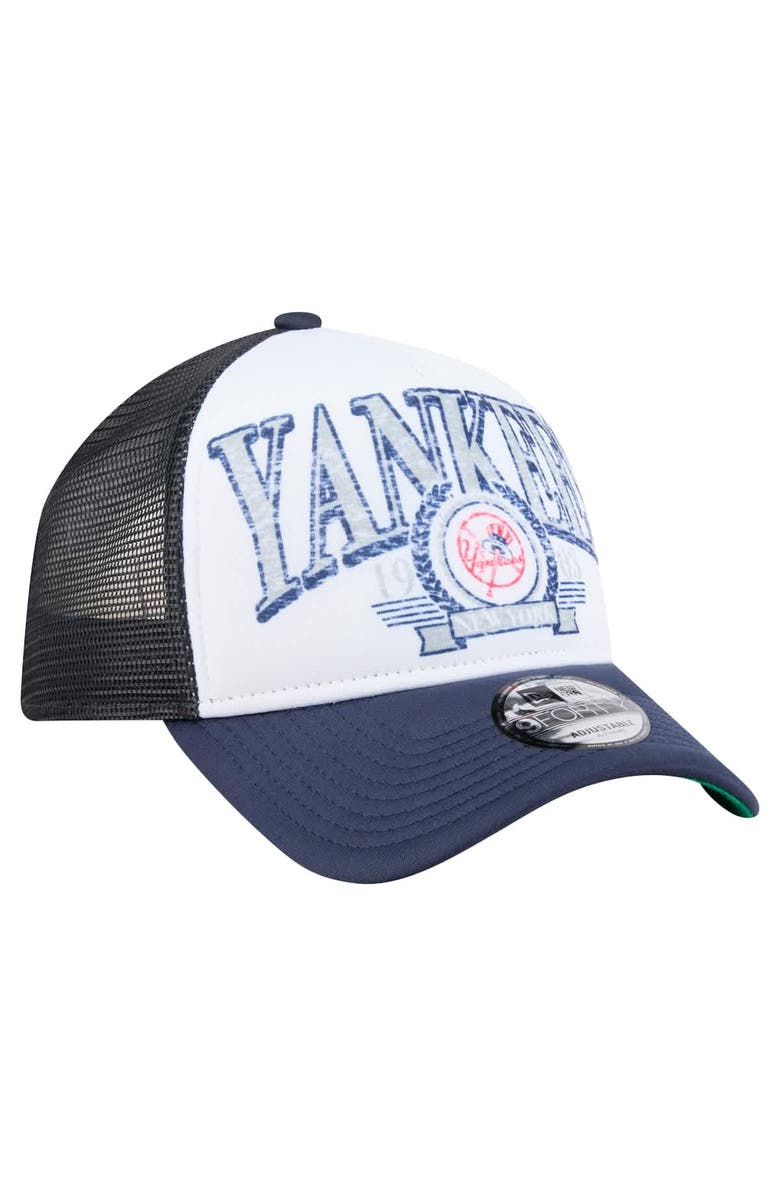 New Era Men's New Era Navy New York Yankees Distressed 9FORTY A-Frame Adjustable Trucker Hat, Alternate, color, Navy