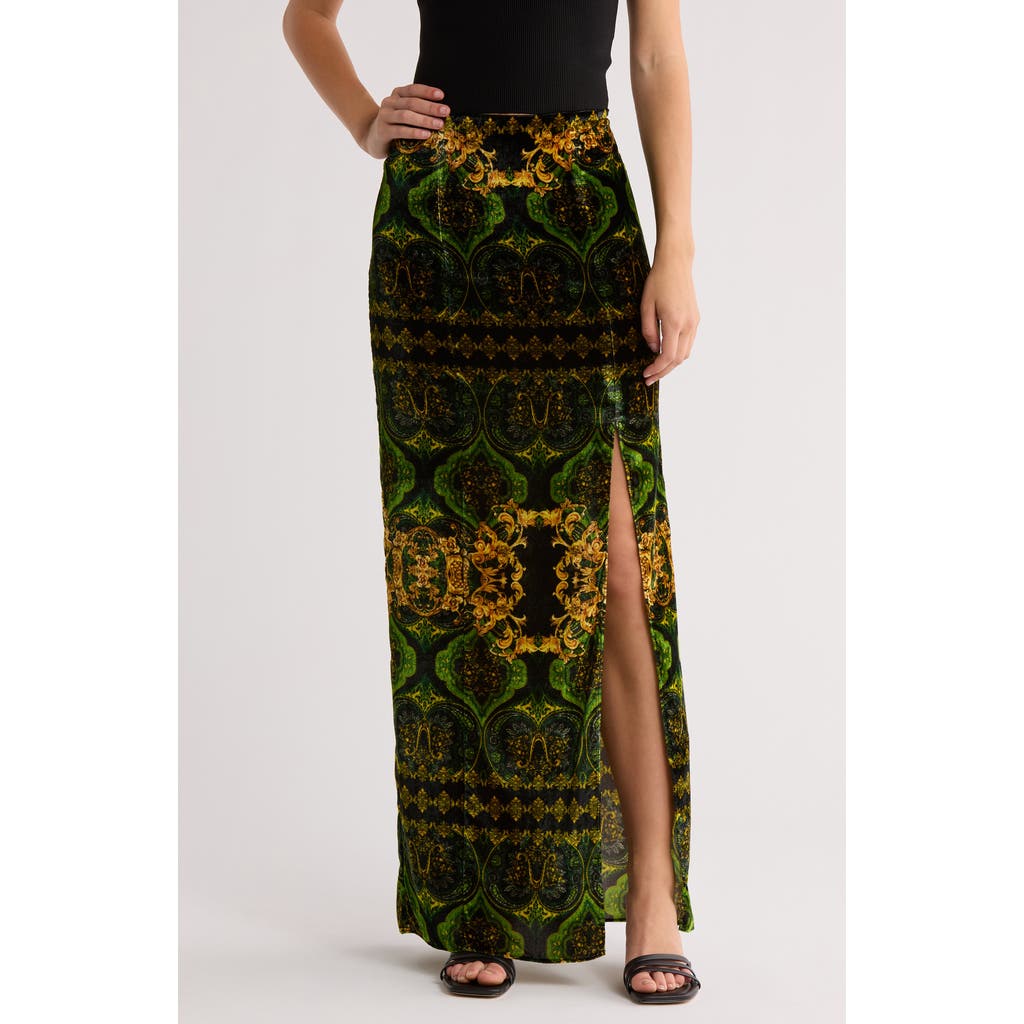Alice And Olivia Alice + Olivia Stephine Velvet Maxi Skirt In Green