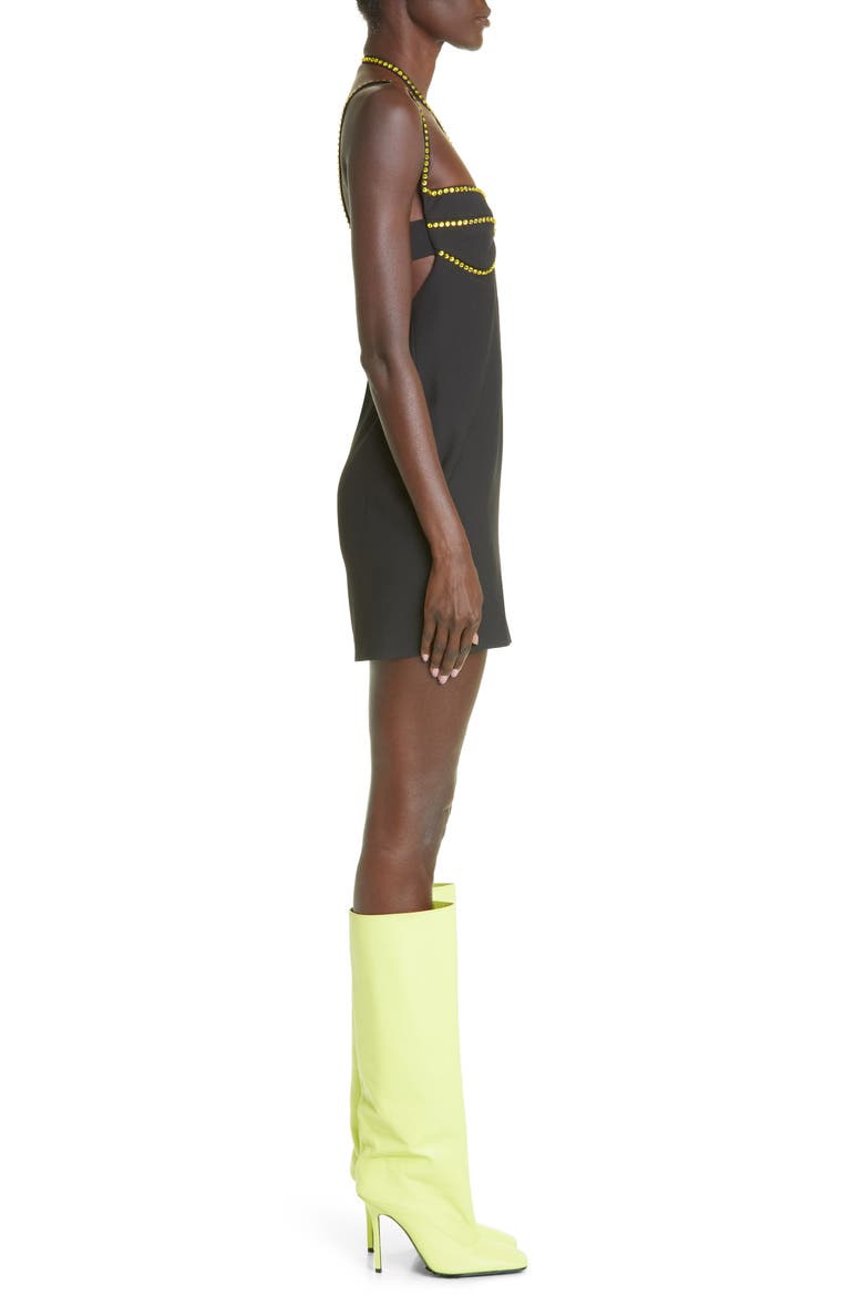 Coco Rhinestone Detail Halter Neck Minidress, Alternate, color, BLACK