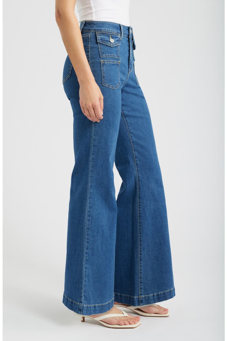 Belle Patch Pocket Relaxed Flare Jeans, Alternate, color, IMAN