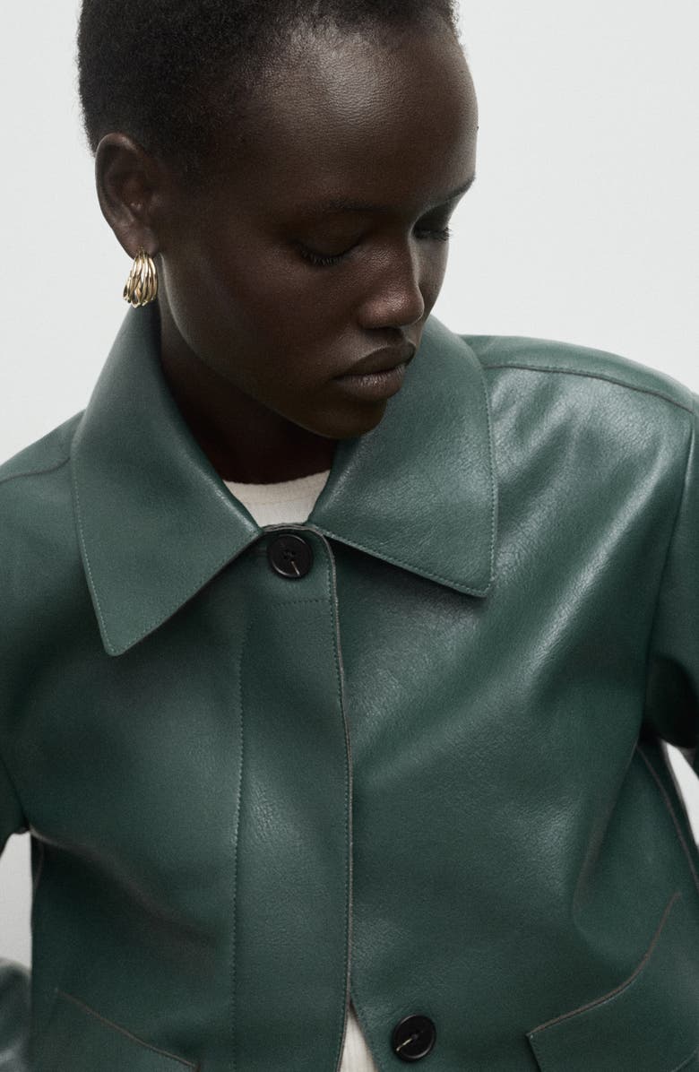 MANGO Sabina Faux Leather Jacket, Alternate, color, Green