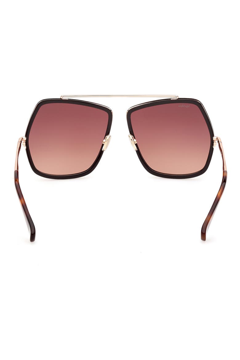 64mm Gradient Geometric Sunglasses, Alternate, color, DARK BROWN/GRADIENT BROWN