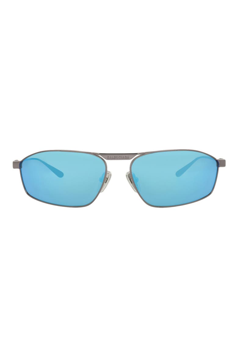 63mm Rectangle Sunglasses, Main, color, RUTHENIUM RUTHENIUM BLUE