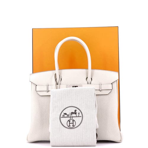 Pre-owned Hermes  Hermes Birkin Handbag Light Togo With Palladium Hardware 30 In White