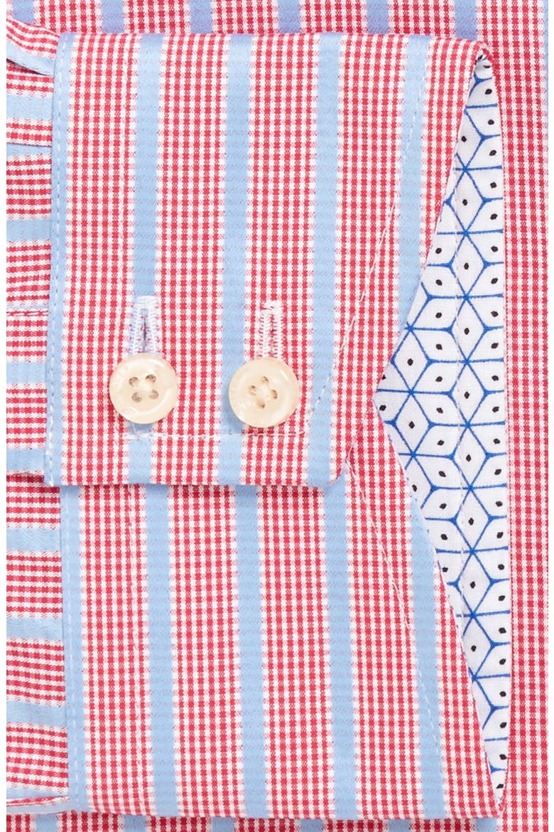 'Maccy' Trim Fit Stripe Dress Shirt, Alternate, color, RED