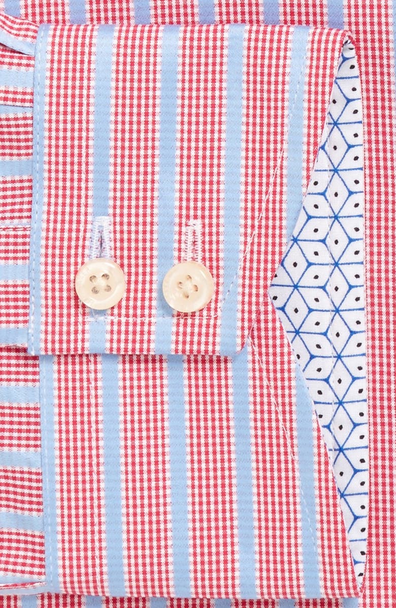 Ted Baker London 'Maccy' Trim Fit Stripe Dress Shirt, Alternate, color, Red