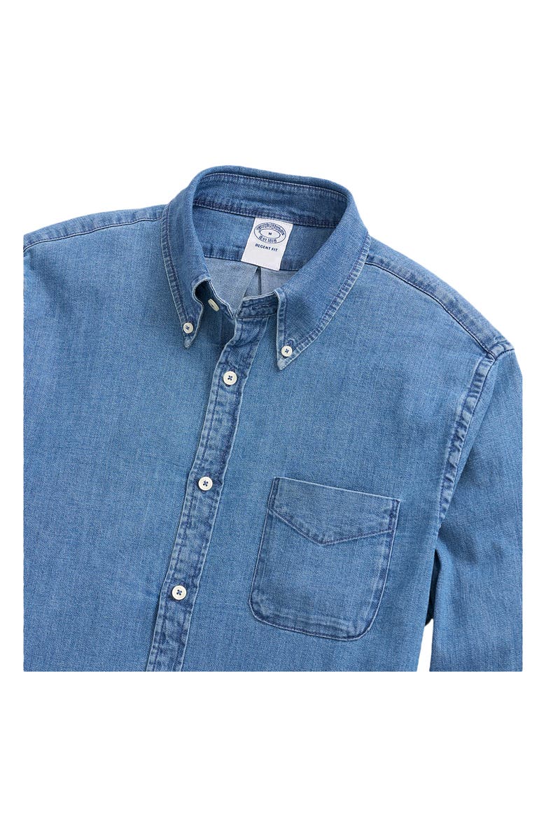 Brooks Brothers Regent Fit Stretch Cotton Denim Button-Down Shirt, Alternate, color, 