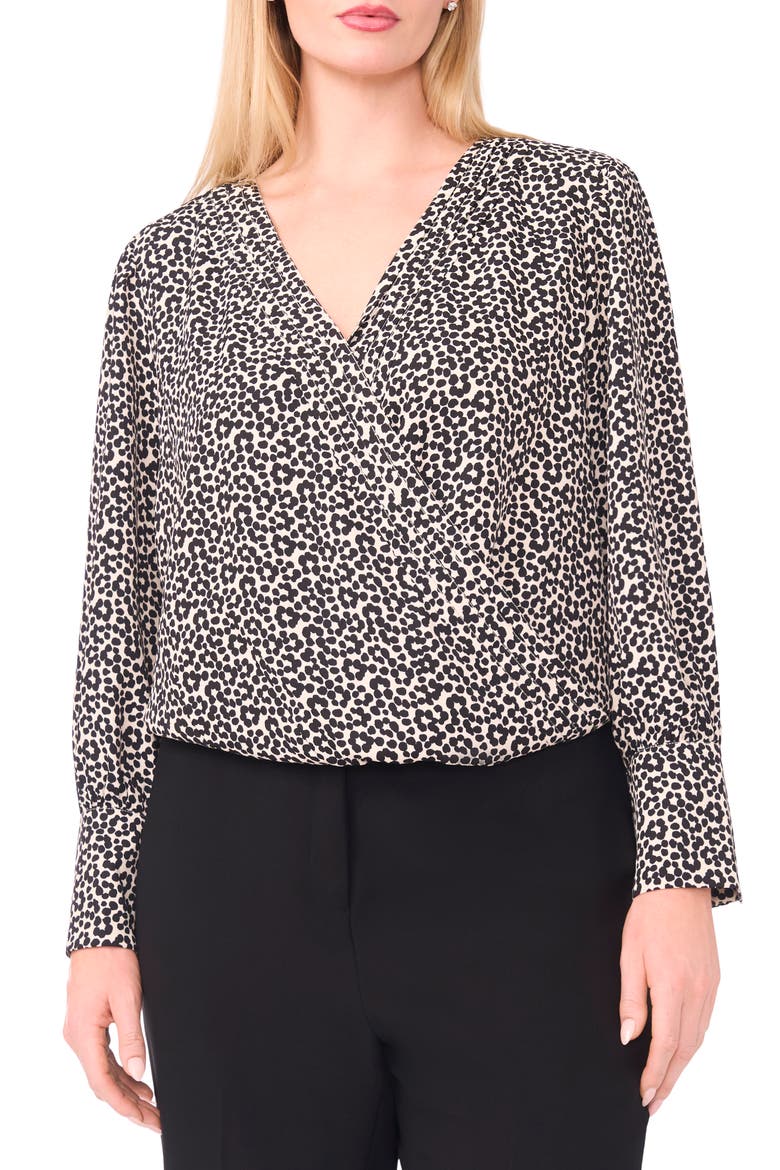 Flower Dot Wrap Top, Main, color, BIRCH