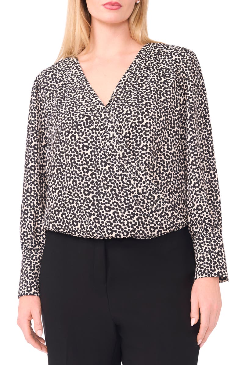 Halogen<sup>®</sup> Flower Dot Wrap Top, Main, color, Birch