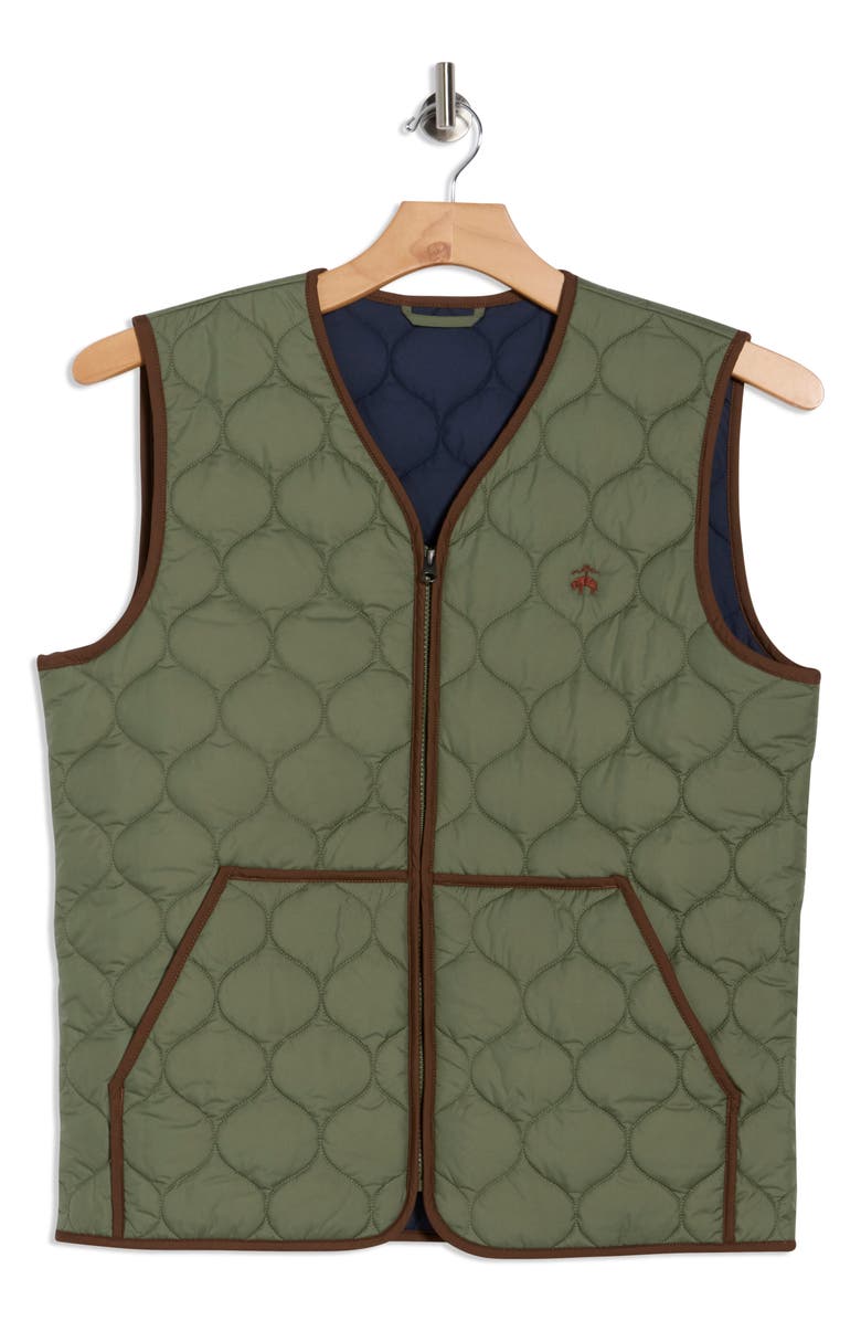 Brooks Brothers Water Repellent Quilted Liner Vest, Alternate, color, Oilvegreen