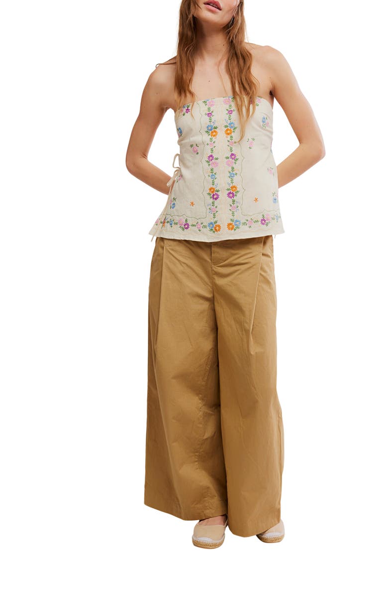 Free People Doily Days Embroidered Strapless Cotton Top, Alternate, color, Cream Combo