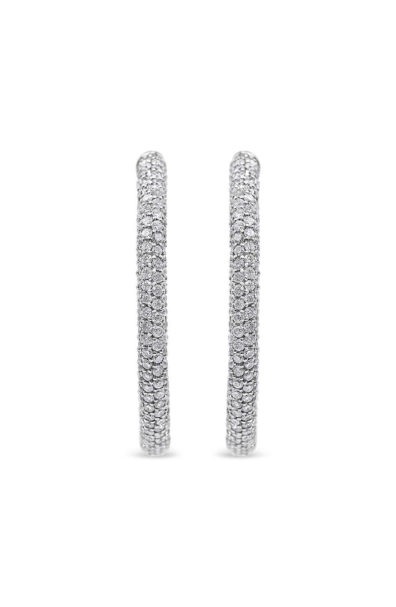 Haus of Brilliance 18K White Gold 2 1/3 Ctw Pave Set Diamond Semi Eternity Leverback Hoop Earrings, Alternate, color, White