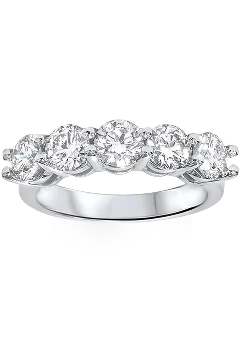 2 Carat 5-Stone Round Lab Grown Diamond Ring 14K Gold, Main, color, 14k White Gold