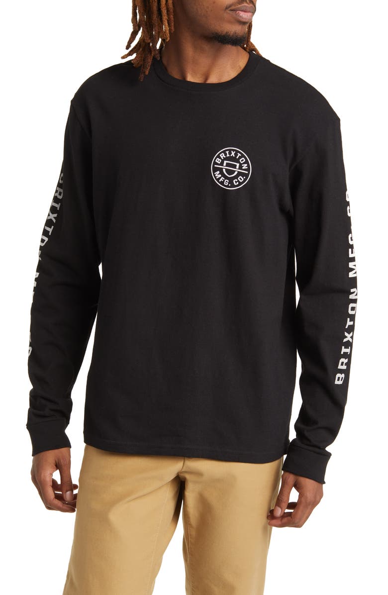 Brixton Crest Long Sleeve Cotton Graphic T-Shirt, Main, color,