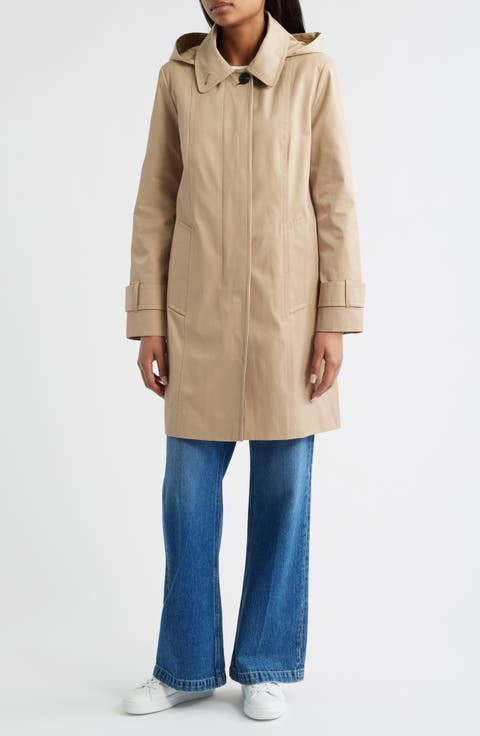 Oversize Single Breasted Hooded Raincoat