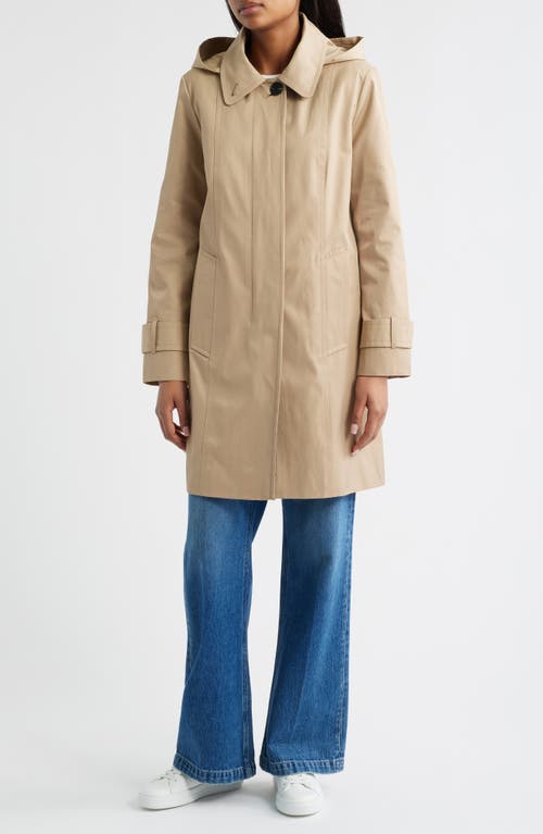 London Fog Oversize Single Breasted Hooded Raincoat In Neutral