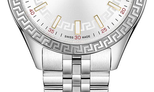 Versace Women's Hellenyium Silver Stainless Steel Bracelet Watch, 36mm In Two Tone
