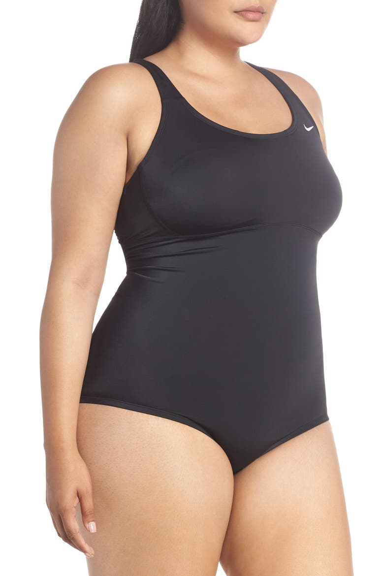 One-Piece Racerback Swimsuit, Alternate, color, BLACK