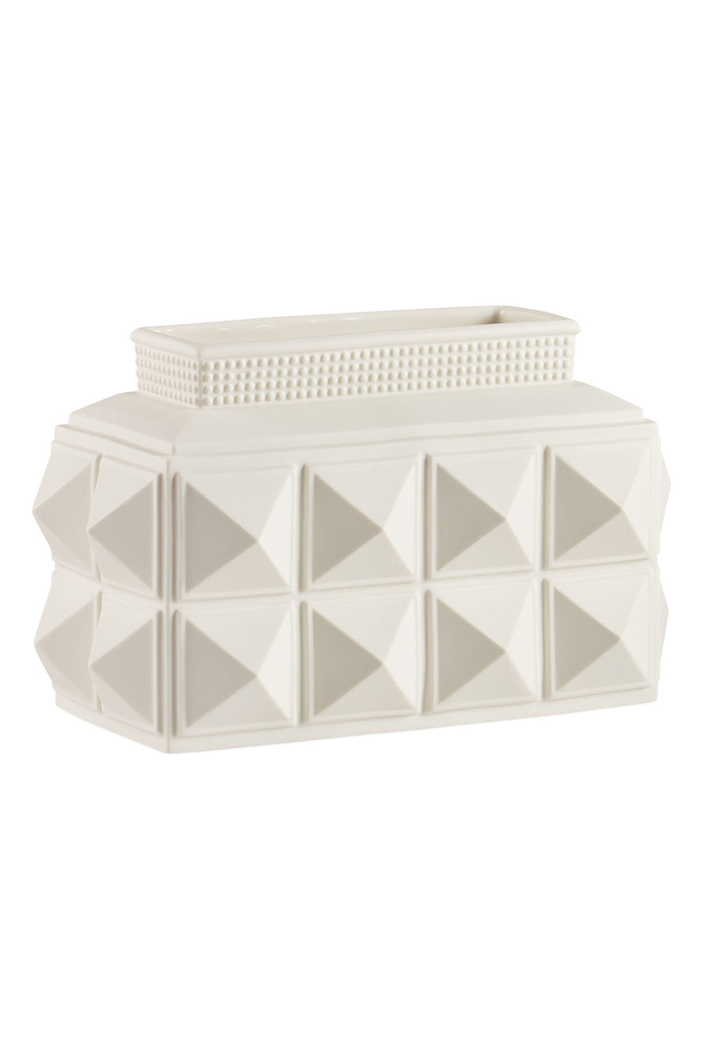 Charade Studded Low Vase, Alternate, color, White