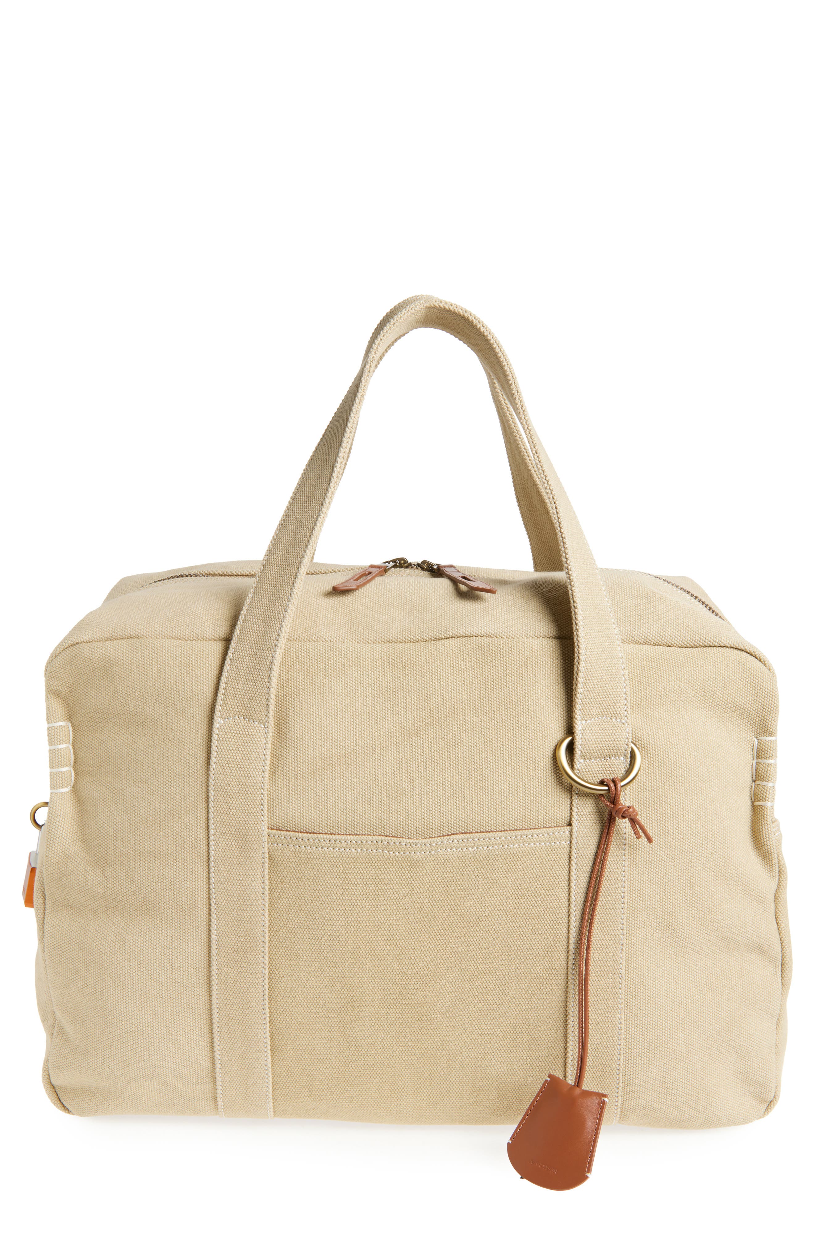 JW Anderson Cotton Canvas Weekend Bag, Main, color, Stone