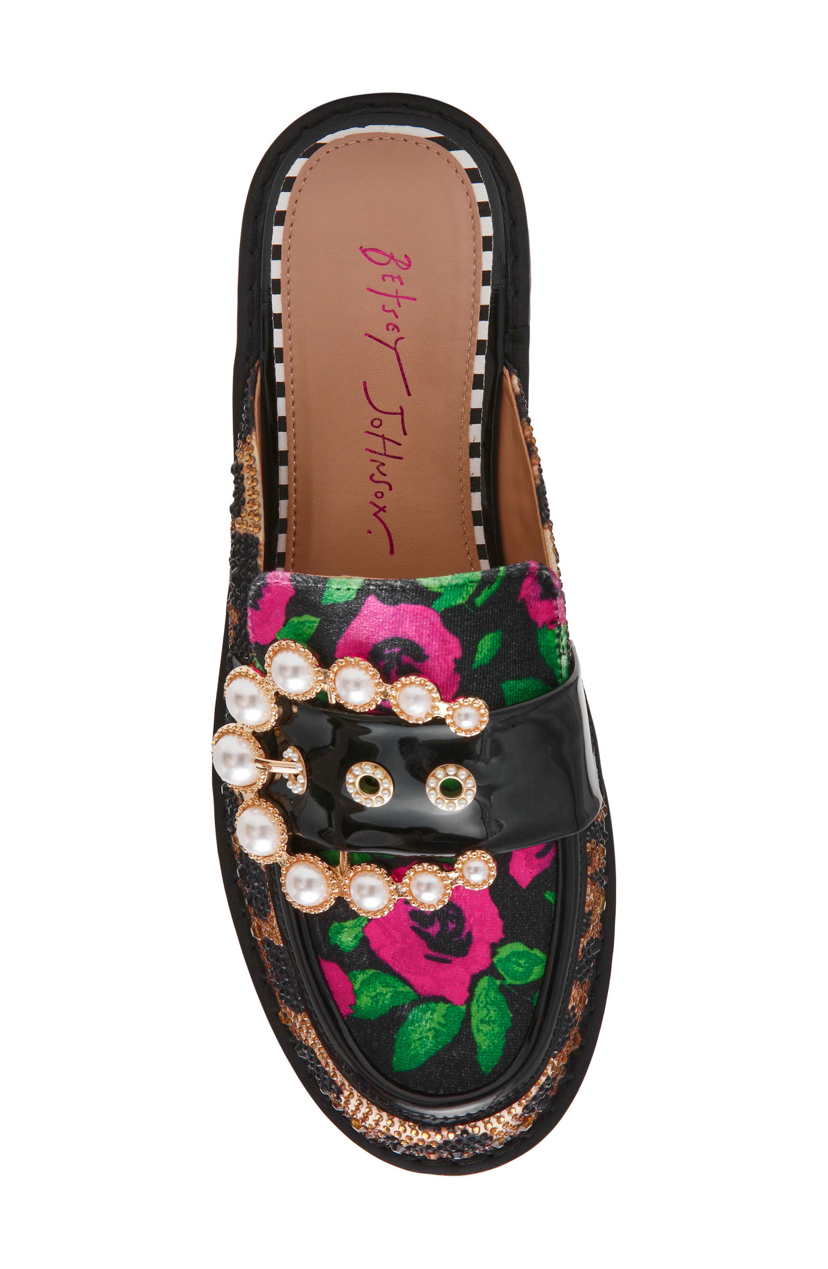 Zanne Embellished Loafer Mule, Alternate, color, PINK/ GREEN FLORAL