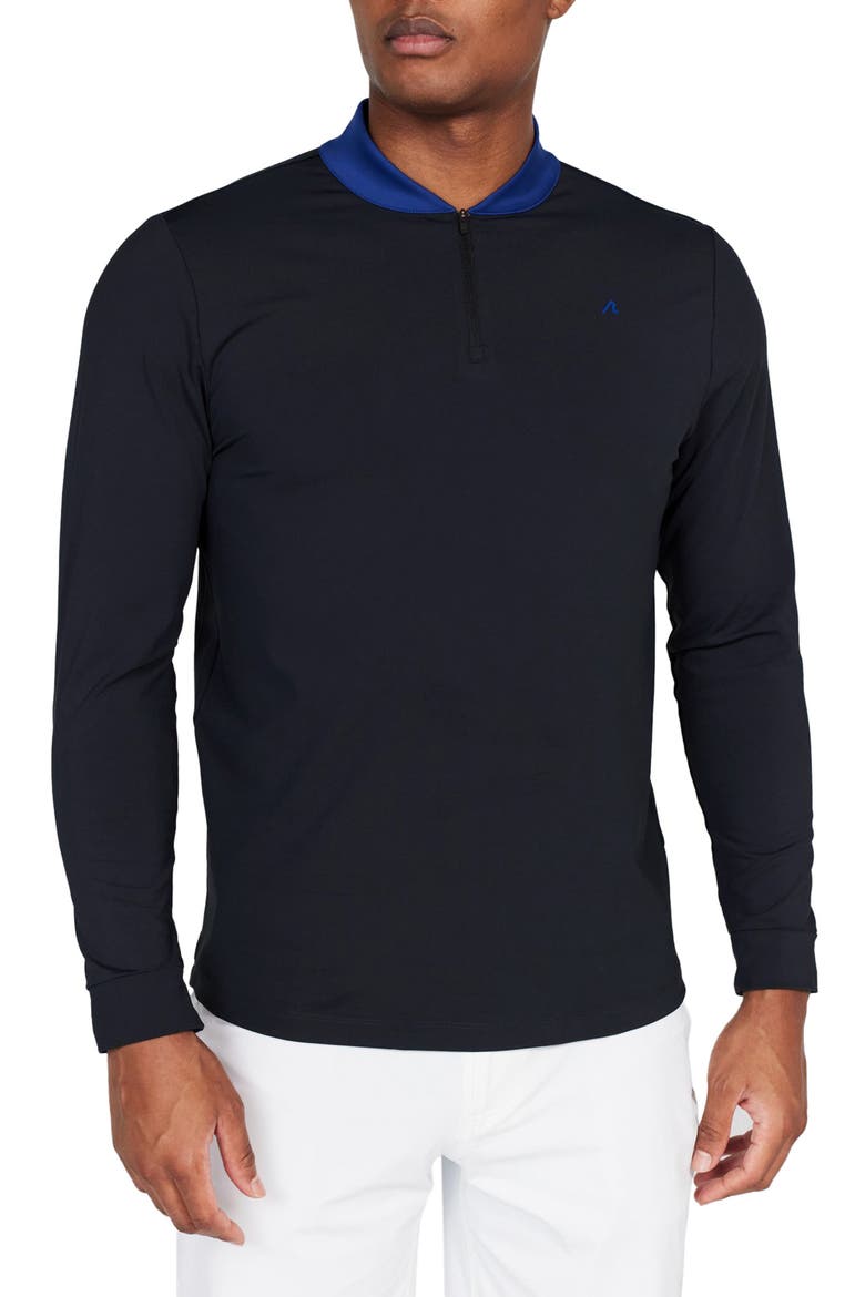 Briar Contrast Collar Quarter Zip Pullover, Main, color, TUXEDO