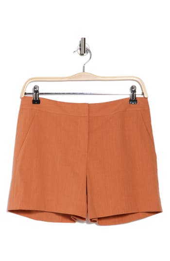 Theory Lynie Linen Blend Shorts In Canyon