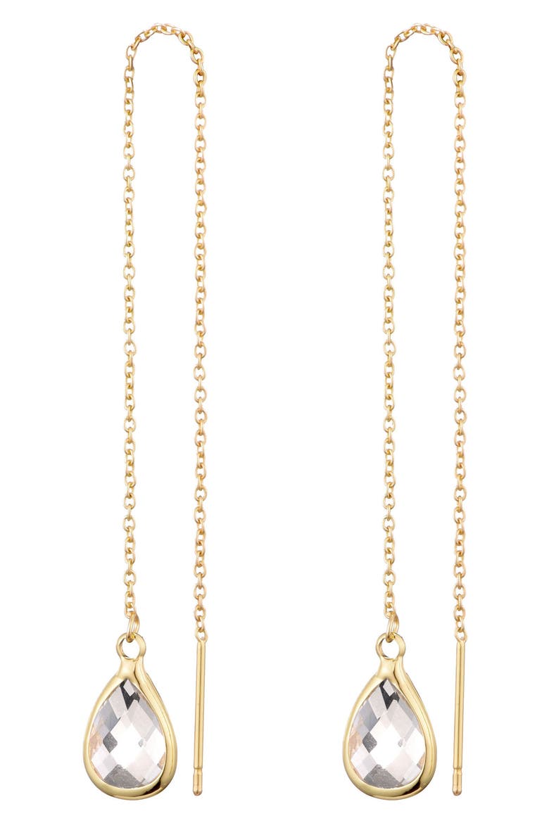 Crystal Teardrop Threader Earrings, Main, color, GOLD