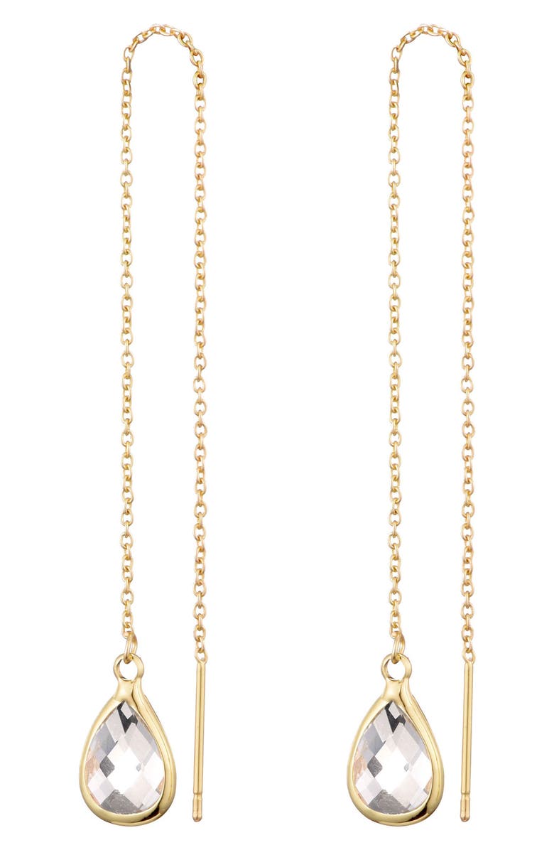 Adornia Crystal Teardrop Threader Earrings, Main, color, Gold