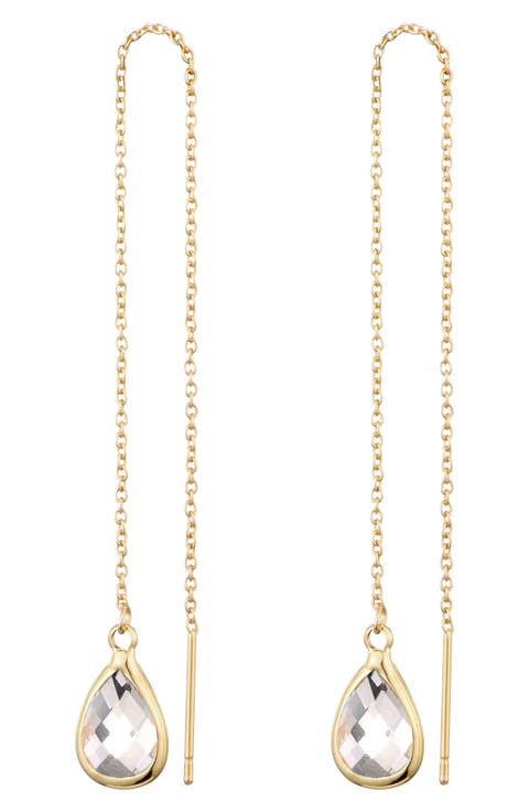 Crystal Teardrop Threader Earrings