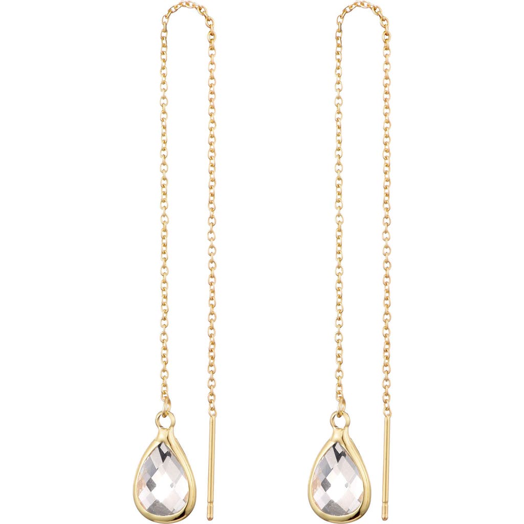 Adornia Crystal Teardrop Threader Earrings In Gold