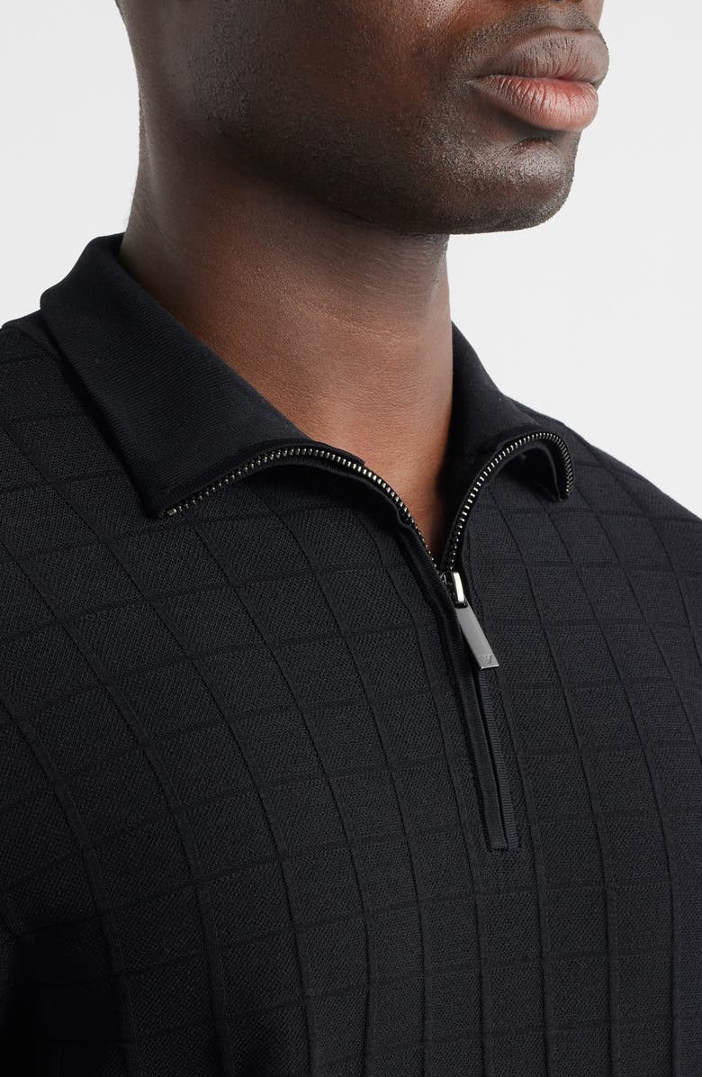 Emporio Armani Rib Quarter Zip Sweater, Alternate, color, Black