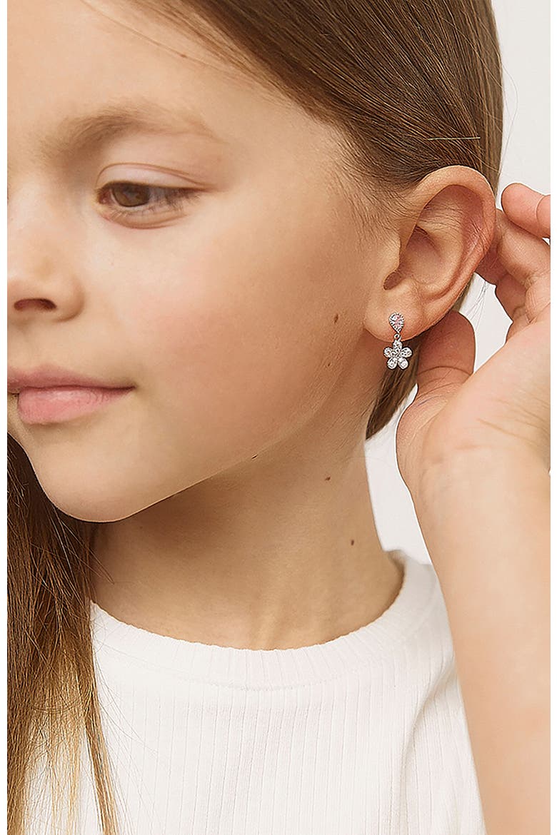 Groovy Cubic Zirconia Flower Dangle Earrings, Alternate, color, Pink