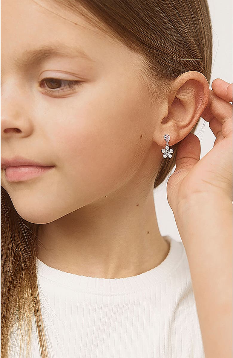 In Season Jewelry Groovy Cubic Zirconia Flower Dangle Earrings, Alternate, color, Pink