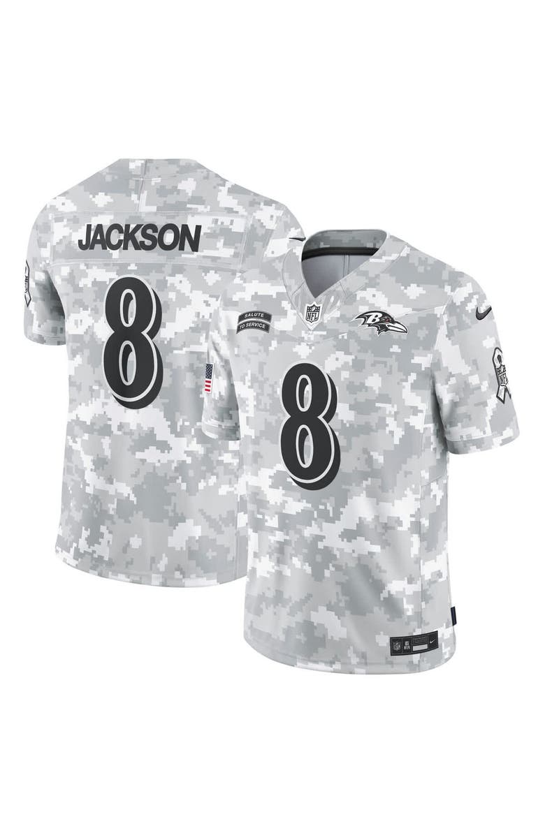 Nike Men's Nike Lamar Jackson Arctic Camo Baltimore Ravens 2024 Salute to Service Limited Jersey, Main, color,