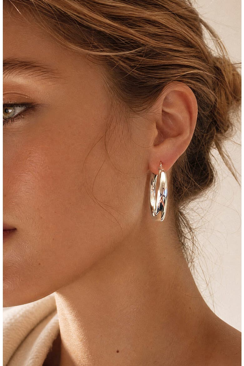 Classic Hoop Earrings, Alternate, color, SILVER