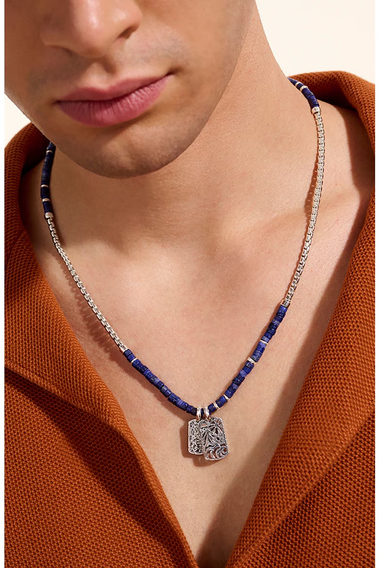 Heishi Tag Pendant Necklace, Alternate, color, SILVER