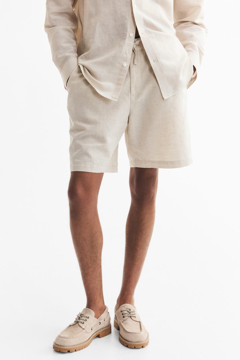 Regular Fit Linen-blend Shorts, Alternate, color, Light beige