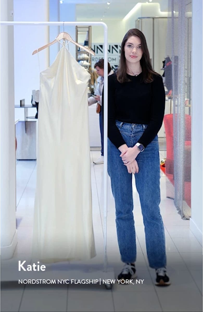 Halter Neck Charmeuse Gown, sales video thumbnail