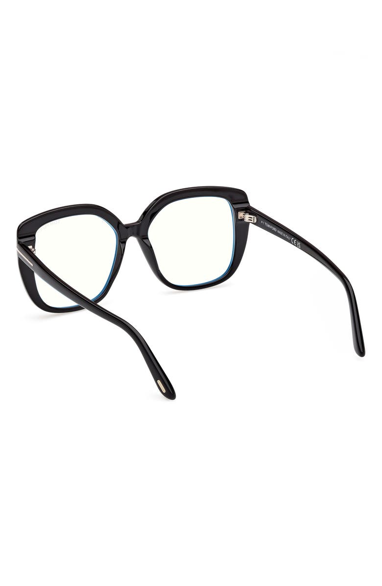 TOM FORD 53mm Square Blue Light Blocking Optical Glasses, Alternate, color, Black/ Eco/ Blue Block Lenses